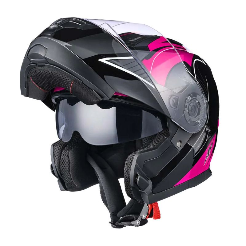 Photo 1 of AHR Helmet Flip Up Modular Helmet RUN-M3 DOT Black Pink Size XXL