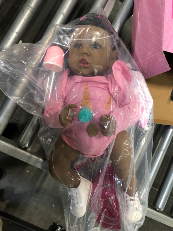 Photo 2 of HOOMAI Reborn Baby Black Dolls African American Lifelike Silicone Doll Realistic 22.8 Inch with Cloth Body Birthday Gift Set for Ages 3+ Reagan