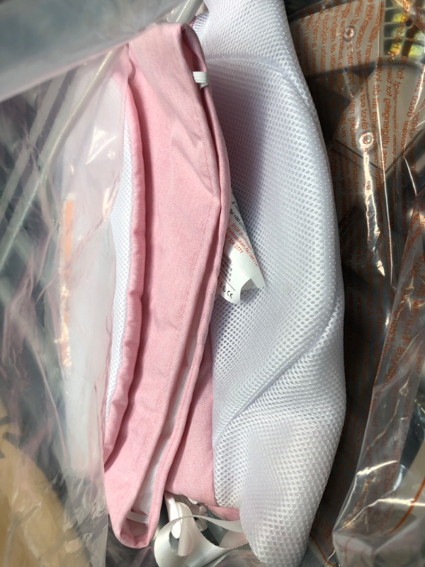 Photo 1 of Bouncer for Babies, Portable Bouncer Seat for Babies, Portable Baby Rocker with 3-Point Harness, Portable Rocker with Mesh Fabric and Babies Soothing Vibrations (Pink) PINK Baby Bouncer