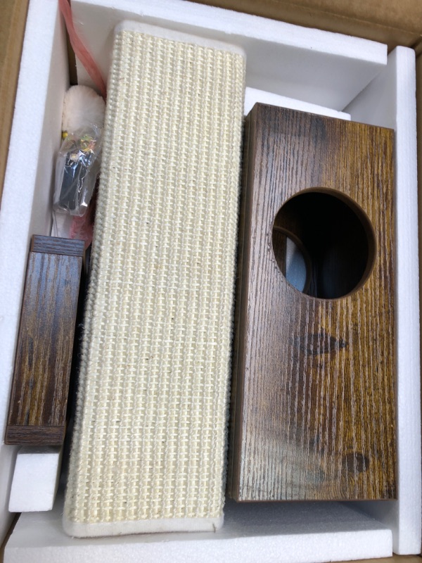 Photo 1 of FEANDREA Cat Scratching Post, Cat Scratcher for Indoor Cats, 28.7 Inches Tall, Furniture Scratching Deterrent Sisal Scratch Pole with Toy, Rustic Brown UPCA021X01