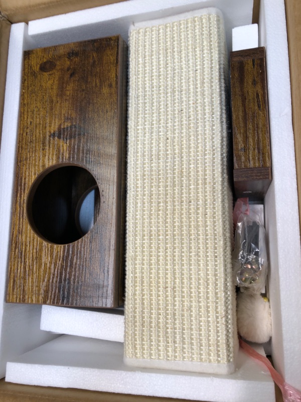 Photo 1 of FEANDREA Cat Scratching Post, Cat Scratcher for Indoor Cats, 28.7 Inches Tall, Furniture Scratching Deterrent Sisal Scratch Pole with Toy, Rustic Brown UPCA021X01