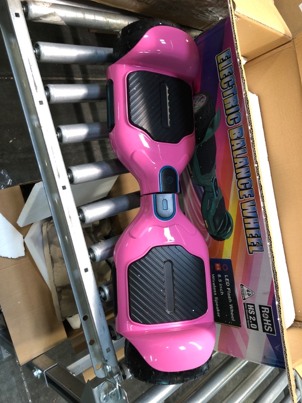 Photo 2 of Bluetooth Hoverboard, Matt and Chrome Color Hover Board with 6.5" Wheels Built-in Wireless Speaker Bright LED Lights Pink (No Charger)