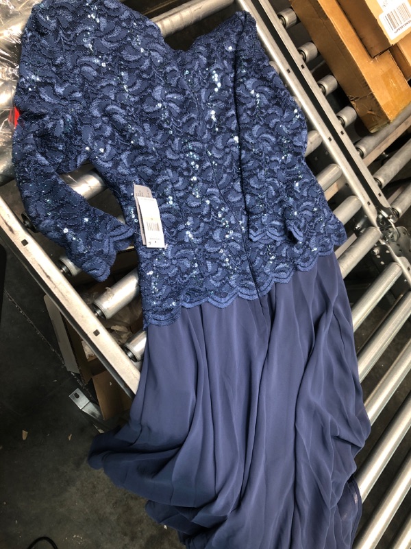 Photo 2 of Alex Evenings Women's Tea Length Sequin Mock Dress (Petite and Regular) 12 Wedgewood