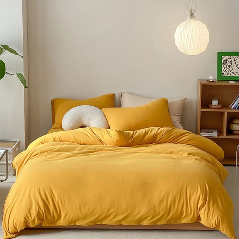 Photo 1 of CLOTHKNOW Mustard Yellow Comforter Set Full Dark Yellow Bedding Comforter Sets Full Size Turmeric Comforter Soft Luxury Yellow Comforter Men Women Comforter 3Pcs Yellow Bed Comforter Sets
