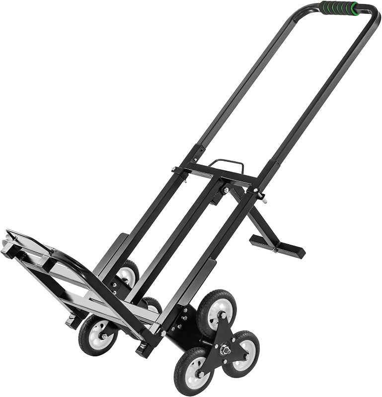 Photo 1 of BestEquip Stair Climbing Cart 330lbs Capacity, Portable Folding Trolley with 6 Wheels, Stair Climber Hand Truck with Adjustable Handle for Pulling, All Terrain Heavy Duty Dolly Cart for Stairs
