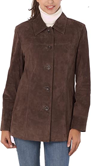 Photo 1 of BGSD Women Anna Suede Leather Car Coat (Size Large)