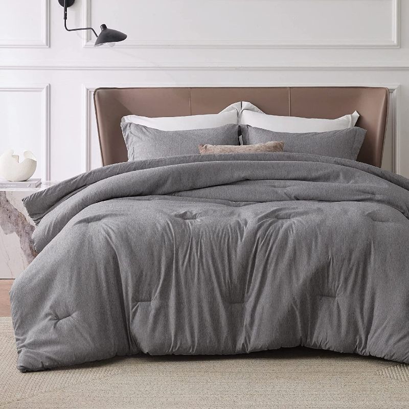 Photo 1 of Bedsure Queen Comforter Set - Grey Comforter Queen Size, Soft Bedding for All Season, 3 Pieces Cationic Dyeing Bedding Set with 1 Comforter and 2 Pillow Shams