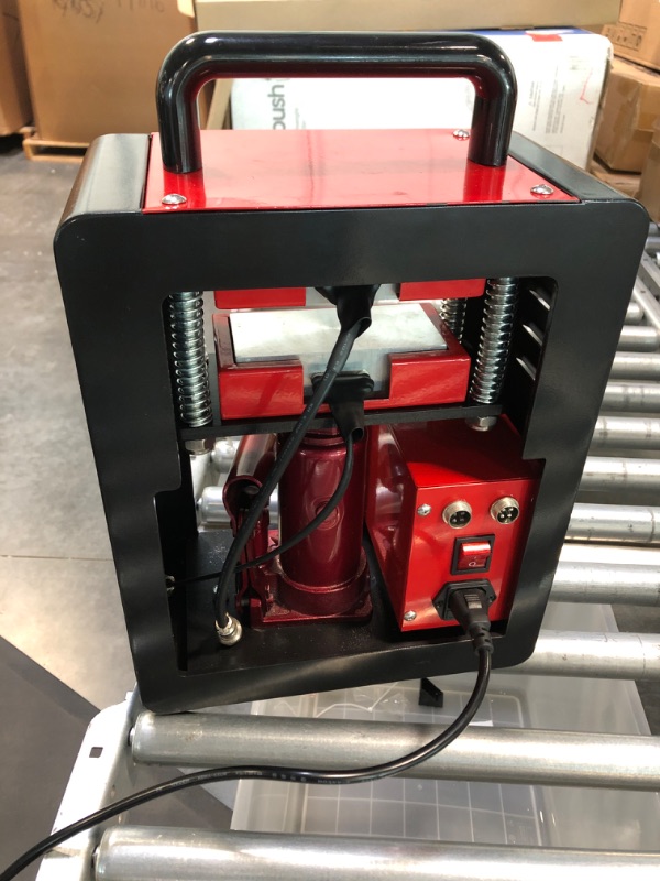 Photo 4 of 5 Ton Portable Hydraulic Heat Press Machine 2000+ PSI 2.3 x 4.7 Inch Dual Heating Plate LCD Controller Timer Heavy Duty Press, red/black, CS01