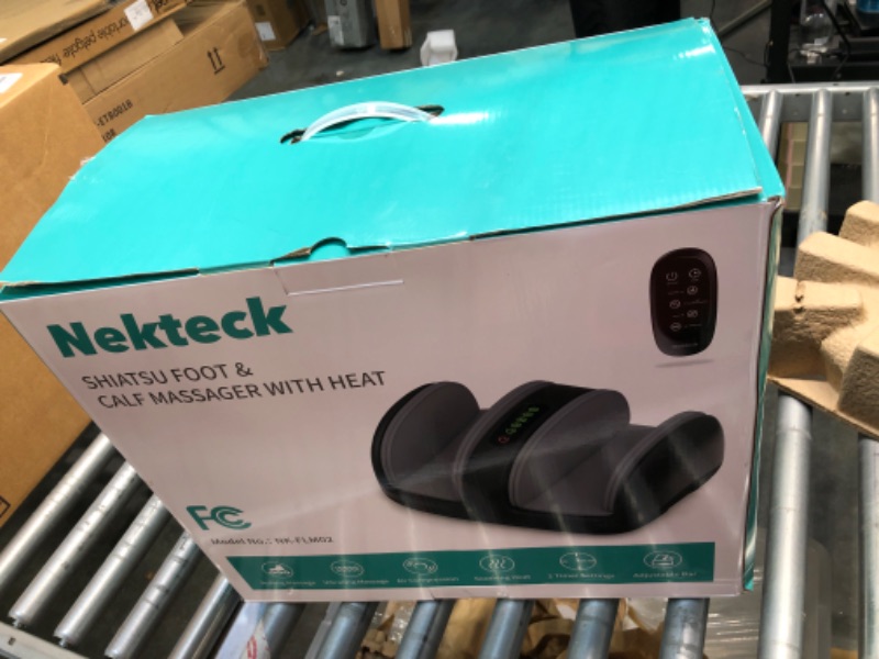 Photo 1 of Nekteck Foot Shiatsu Massager, Calf Massage with Heat Therapy, Deep Kneading, Vibration, Compression Leg Massager for Home and Office Use (Remote Control) Black