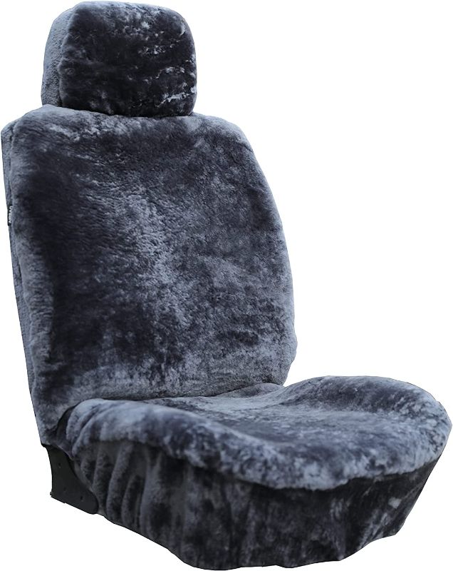 Photo 1 of Genuine Sheepskin Seat Covers Fur Seat Covers for Cars Furry Covers Fuzzy Seat Covers for Car Fluffy Seat Covers for Car Fur Shearling Car Accessories (56 by 23 Inches, Gray with bit of Bluish Tint)
