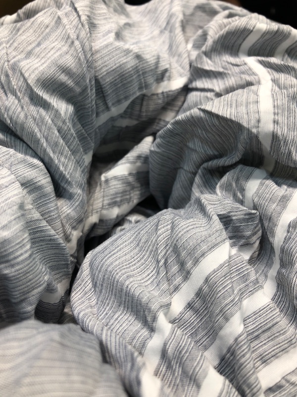 Photo 2 of BEDSURE King Size Comforter Sets, King Bed in a Bag - 8 Piece Stripes Seersucker Bedding Set, Soft Lightweight Down Alternative Comforter King Bed Set(Grey 102x90 inch) Grey King(102x90")