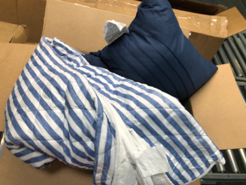 Photo 1 of wonderful quilt set blue and white striped
Size:92inx96in