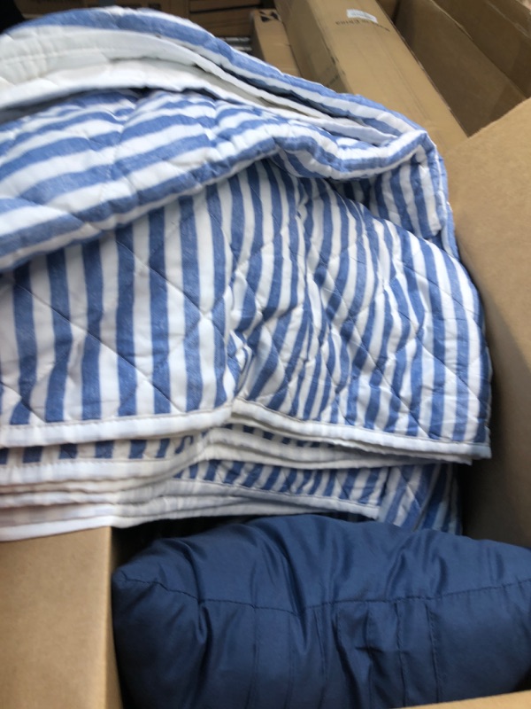 Photo 2 of wonderful quilt set blue and white striped
Size:92inx96in