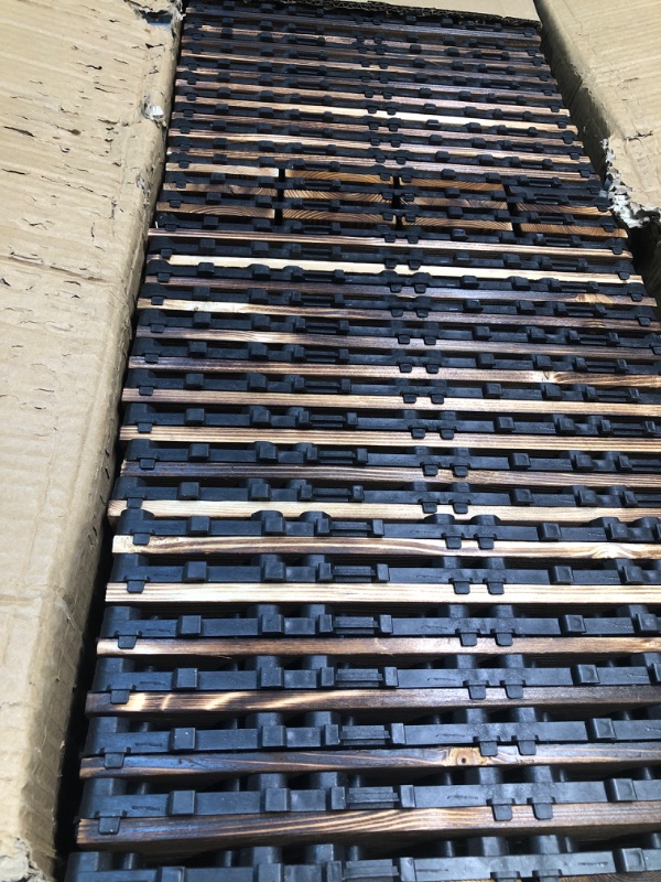 Photo 3 of 36 Pack Hardwood Interlocking Patio Deck Tiles, Wood Interlocking Flooring Tiles,12" × 12" Interlocking Patio Tiles,Outdoor Interlocking Waterproof