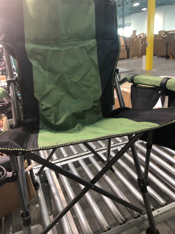 Photo 1 of Camping Folding Chair Heavy Duty Support Oversized Steel Frame Collapsible Padded Arm Chair with Cup Holder Quad Lumbar Back Chair Portable for Outdoor,