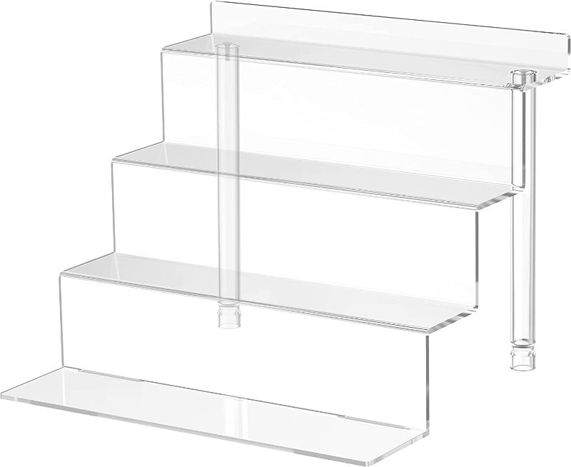 Photo 1 of  2 Display Shelf, Display Riser Compatible with Funko POP Figures, 4 Tier Perfume Organizer, Tiered Display Stand Risers for Display, Acrylic Display for Decoration and Organizer

