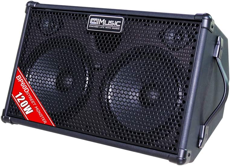 Photo 1 of Coolmusic BP60D 120W Battery Powered Acoustic Guitar Amplifier- Portable Bluetooth Speaker with Reverb Chorus Delay Effect, 7 Inputs
