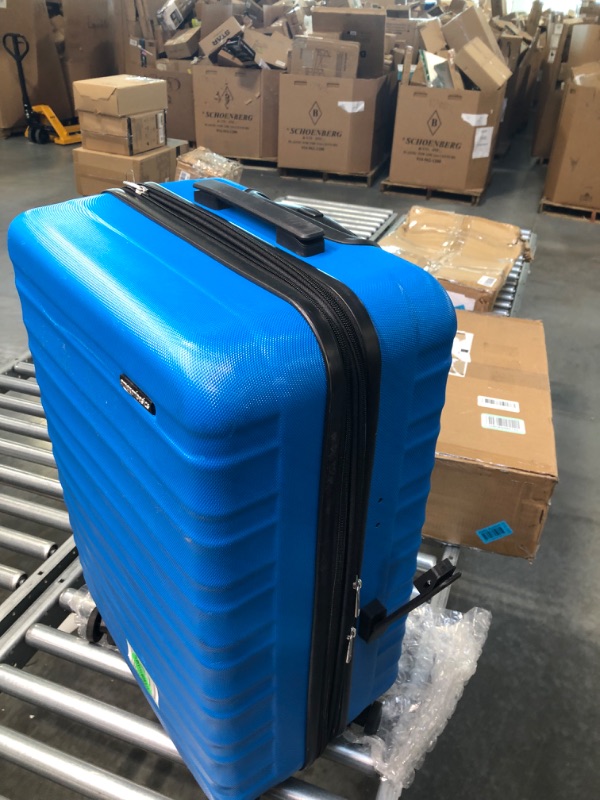 Photo 5 of Amazon Basics 21-Inch Hardside Spinner, Blue Luggage