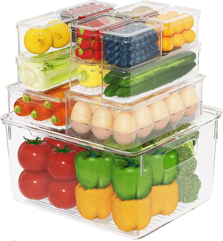 Photo 1 of 
Ozera 8cs Refrigerator Organizer Bins with Lids, Stackable Fridge Organizer with Egg Holder, Fruit Storage Containers for Fridge, BPA-free Fridge Organizers and Storage Clear for Fruits, Vegetables