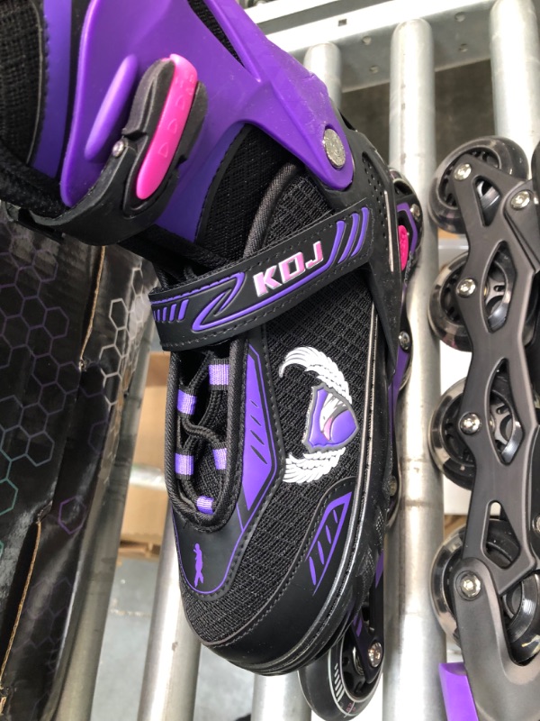Photo 1 of Inline Skates for Kids,Roller Blades,Adjustable Roller Skates with 4 Illuminating Pu Wheels,Outdoors Indoors Roller Blades for Boys Girls Beginners Purple Eagle Large - Youth & Adult (5 - 8 US)