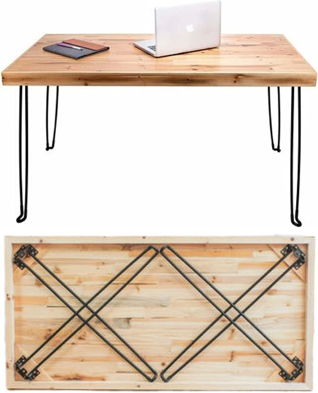 Photo 1 of Sleekform Folding Desk Lightweight Portable Wood Table, Small Wooden Foldable No Assembly Required