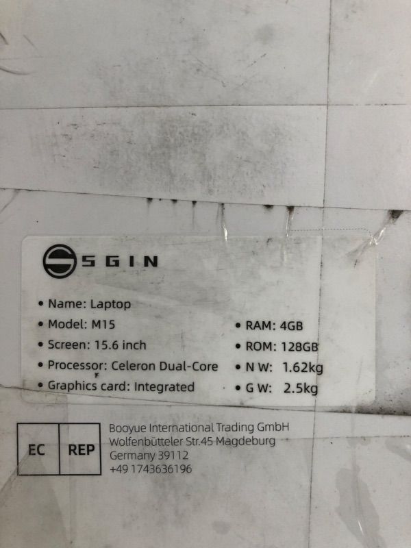 Photo 1 of SGIN Laptop 15.6 Inch