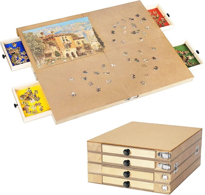 Photo 1 of  Foldable 1000 Piece Wooden Jigsaw Puzzle Board | 30” X 24” Portable Puzzle Table
