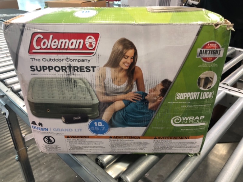 Photo 5 of Coleman Air Mattress | Double-High SupportRest Air Bed for Indoor or Outdoor Use , Green Queen