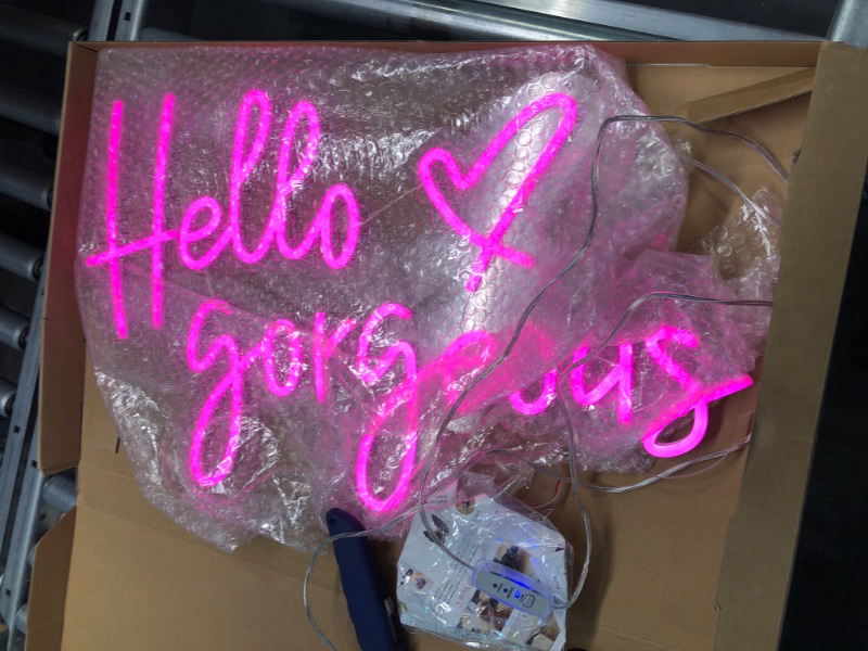 Photo 1 of Hello Gorgeous Neon Signs for Wall Decor, Led Neon Sign for Bachelorette Party Birthday Engagement Party Bar Signs Wall Room Decorations Pink Neon Light Sign Size:60x37cm… PINK 60x37cm