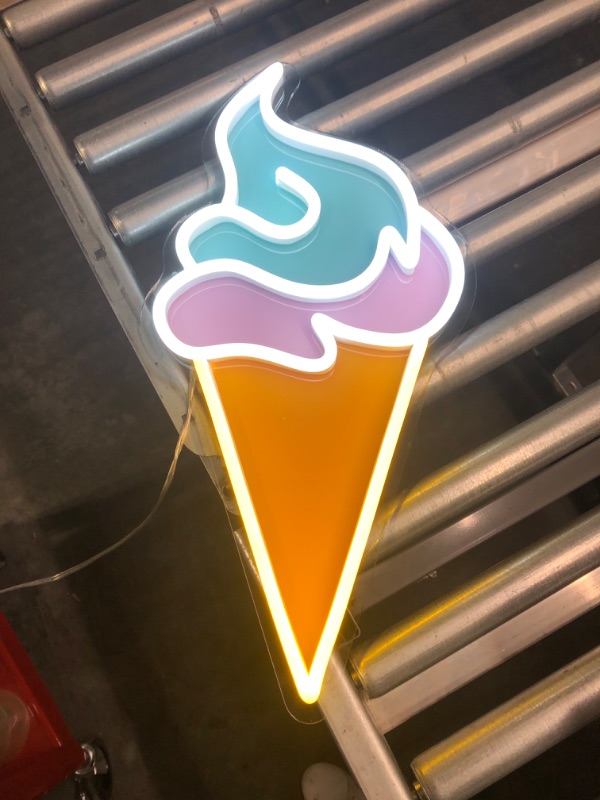 Photo 2 of Custom made outdoor wall advertising electronic plastic acrylic neon sign for ice cream shop
