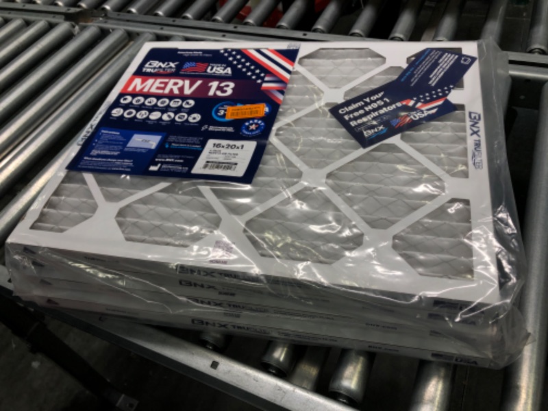 Photo 2 of BNX 16x20x1 MERV 13 Air Filter 4 Pack - MADE IN USA - Electrostatic Pleated Air Conditioner HVAC AC Furnace Filters - Removes Pollen, Mold, Bacteria, Smoke 16x20x1 4-Pack