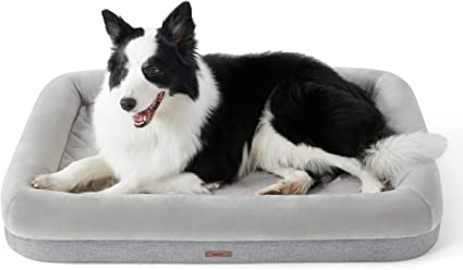 Photo 1 of Lesure Memory Foam Dog Beds for Extra Large Dogs - Orthopedic Dog Bed Washable Made with CertiPUR-US® Certified Foam - Bolster Pet Bed with Removable Washable Cover and Waterproof Lining, Khaki Cream XL(41x29x6) Khaki Cream