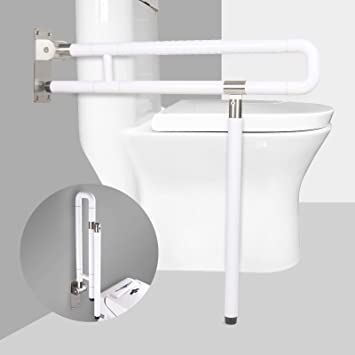 Photo 1 of JELLYRATTBIT Handicap Grab Bars Rails, 29.5 Inch Foldable Toilet Bar Flip Up Arm Rails with Anti-Slip Grip Shower Assist Aid Safety for Elderly Pregnant Women Disabled Bar, White