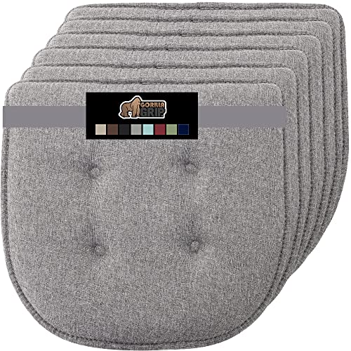 Photo 1 of Gorilla Grip Tufted Memory Foam Chair Cushions, Set of 6 Comfortable Pads for Dining Room, Slip Resistant Backing, Washable Kitchen Table, Office Chairs, Computer Desk Seat Pad Cushion, 16x17 Gray
