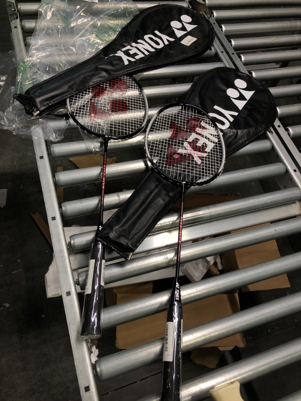 Photo 2 of YONEX GR 303 Badminton Racket 2018 Professional Beginner Practice Racquet Face Cover Steel Shaft - Pack of 2
