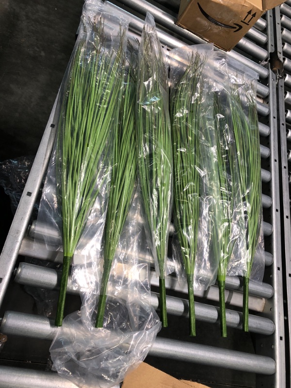 Photo 1 of BANNINEO 27" Artificial Plants Greenery Wheat Grass for Indoor , UV Resistant Realistic Faux Fake Shrubs Plant Onion Grass for Home, Office, Living Room, Garden, Patio(6-Pack)