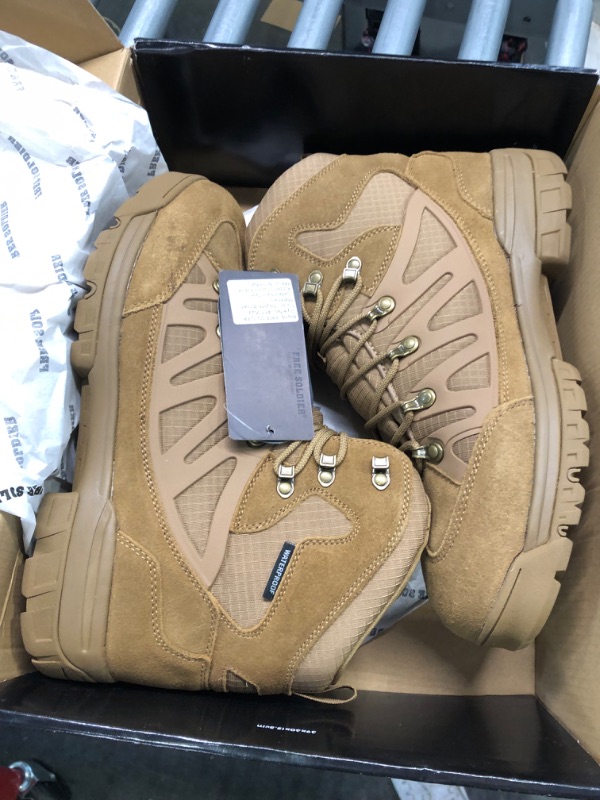 Photo 1 of FREE SOLDIER Men's Tactical Waterproof Lightweight Hiking Boots Military Combat Boots Work Boots Waterproof Brown 13