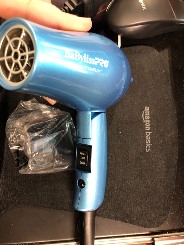 Photo 2 of BaBylissPRO Nano Titanium Travel Dryer, Blue