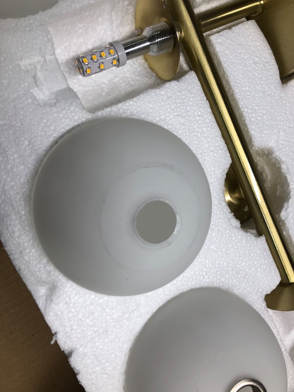 Photo 3 of Arrebol Home Bathroom Light,Mid Century Luxurious Vanity Light,Semi Flush Globe Ceiling Light,Brushed Gold Bathroom Light,Milk White 5 Globe Bathroom Light Fixture