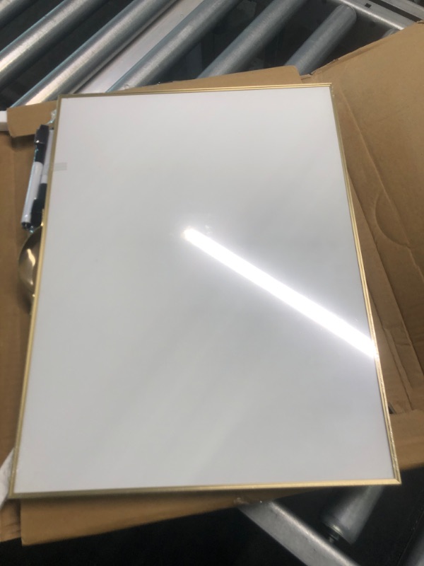 Photo 4 of Small Dry Erase White Board - 16" X 12" Portable Aluminum Frame Mini Whiteboard with Holder Magnetic Board for Kids to Do List Notepad for Office, Home, Kitchen, School. Gold 16“x12"