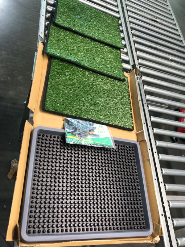 Photo 3 of Elepower Dog Grass Pad with Tray - Dog Litter Box - Anti-Slip Artificial Grass for Dogs - Includes 3 Grass Pads - Potty Training for Puppy (16x20) Dog Grass Pad with Tray 16 x 20