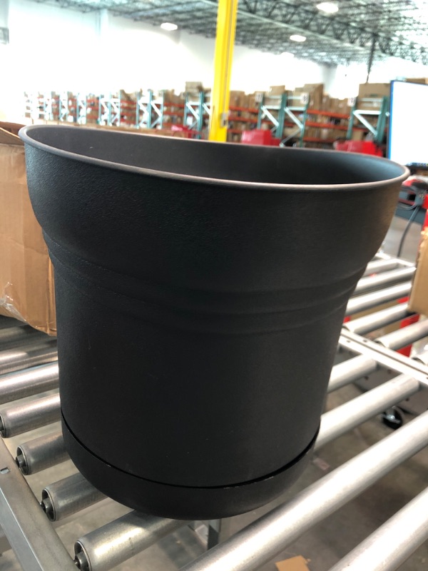 Photo 2 of Bloem SP1400 Saturn Planter with Saucer, 14", Black 14" Black