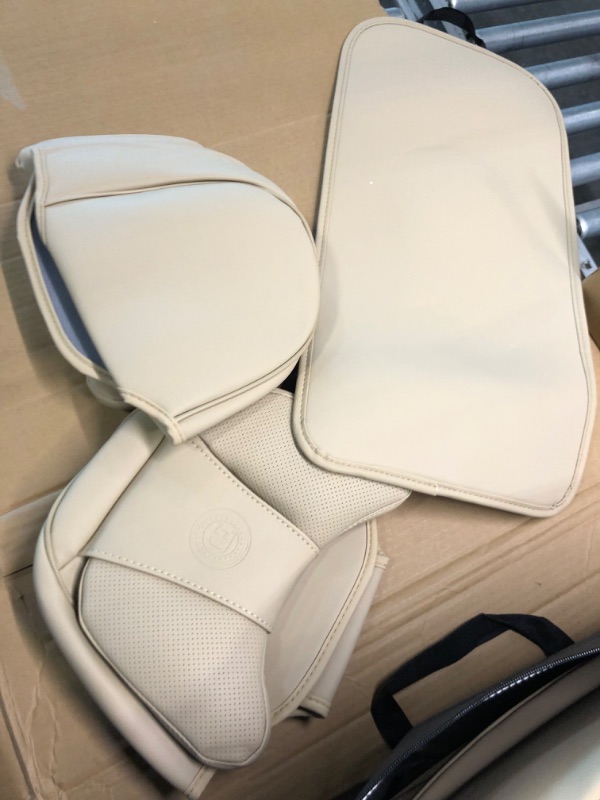 Photo 1 of Coverado Universal Seat Covers Full Set, Waterproof Nappa Leather Car Seat Covers with Head Pillow, Universal Auto Protectors Fit for Most Sedans SUV Pick-up Truck, Beige
