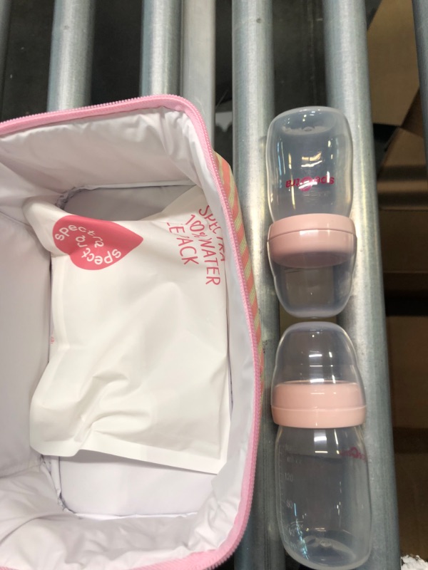 Photo 2 of Spectra - Cooler Bag Storage Kit for Breast Milk - Pink (Ice Pack and 2 Wide Neck Bottles)