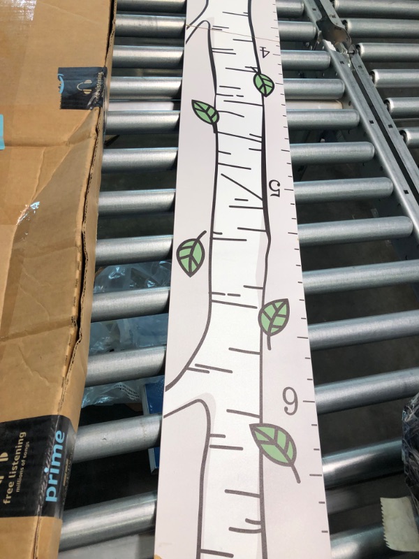 Photo 1 of Headwaters Studio Wooden Ruler Growth Chart for Kids, Boys & Girls - Height Chart & Height Measurement for Wall - Kids Nursery Wall Decor & Room Hanging Wall Decor - Birch Tree with Green Leaves
