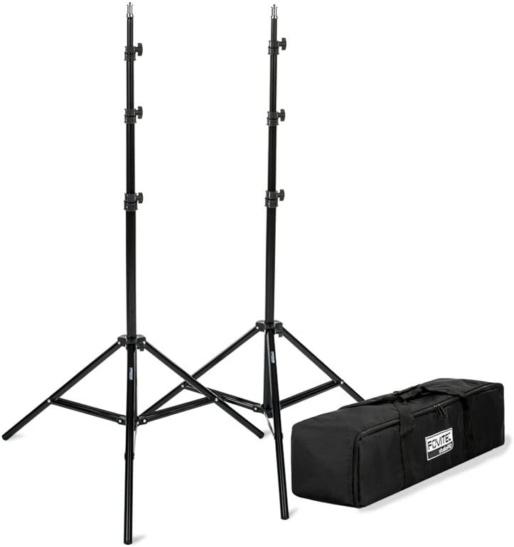 Photo 1 of Fovitec Pack of Two Portable 7'6" Spring Cushioned Adjustable Height Aluminum Light Stand Kit with Carrying Bag, for Photo Studio and Video Lights,...
