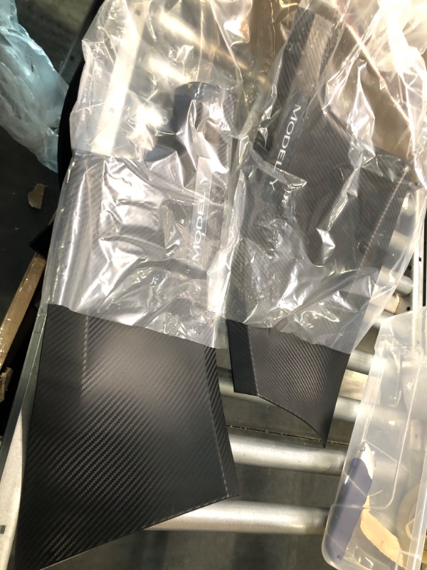 Photo 1 of LMZX Tesla Model Y Door Sill Protector Carbon Fiber Pattern,Side Rear Door Sill Entry Protector Decoration for Tesla Model Y 5 Seater Interior Accessories(ABS,4 PCS)