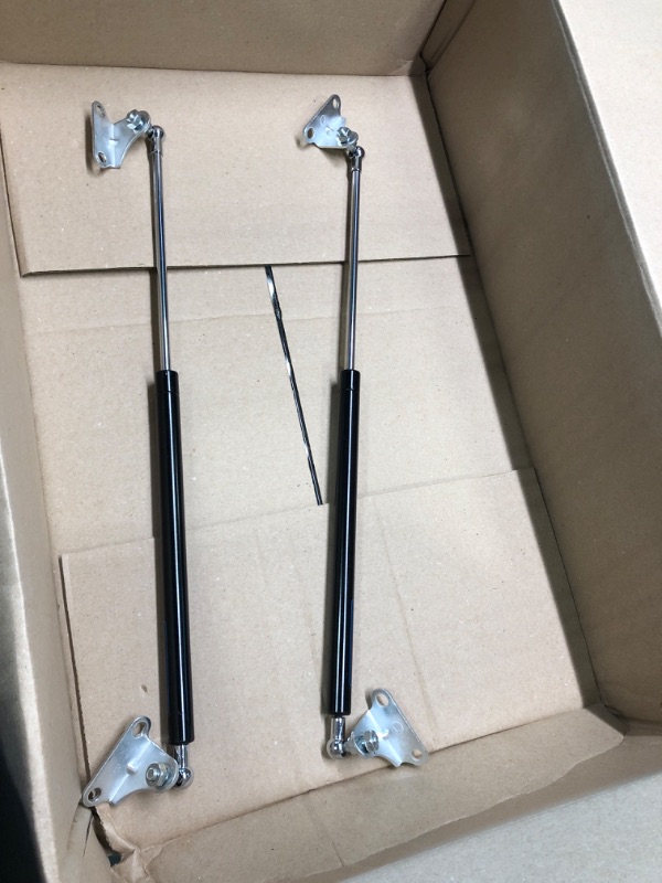 Photo 2 of 23 inch 100 lb Gas Prop Strut Shock 23" 445N/100LB Gas Spring Struts, 2Pcs Set with L-type Mounting Brackets for Heavy Duty RV Bed Murphy bed Large Garbage Box Floor Hatch Custom Window ARANA
