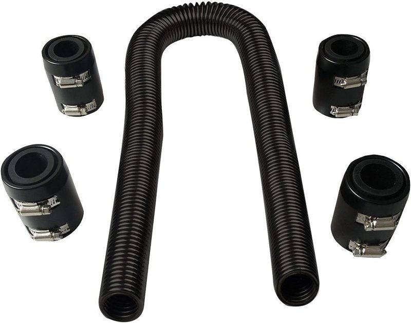 Photo 1 of 48" Black Stainless Steel Radiator Flexible Coolant Hose Kit With Caps Universal
