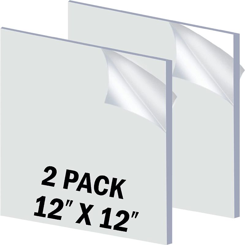 Photo 1 of Clear Acrylic Sheet 24" x 36" x 1/4" Thick 2 Pack, 6mm Cast Plexiglass Sheets Ideal for Sign Size, Craft Projects, Display Cases, Cover, Box, 24x36 Plexi Glass Panel Cut with Laser, Power Saw or Drill